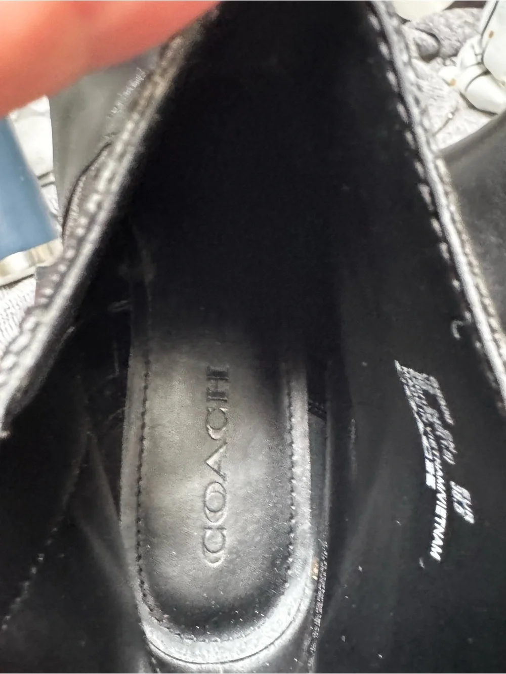 Coach Deni Signature Monogram zip closure Black Leather Booties